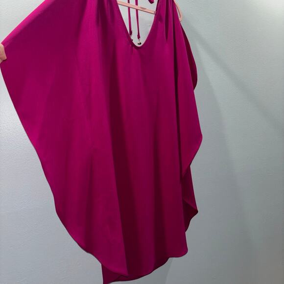 Trina Turk Haipo Shift Dress Hot Pink Flutter Sleeve Tie-Back | Size Small - Picture 8 of 15